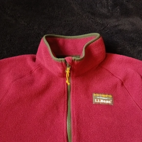 LL BEAN Fleece Womens L Mountain Classic Colorblock 1/4 Zip Sweatshirt Red Green - Picture 1 of 7